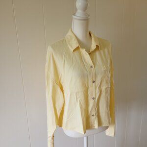 Calvin Klein Shirt Jacket Button Front Womens Large Butter Yellow Shacket